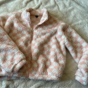 NWOT Art Class Pink and White Checkered Puffer Jacket